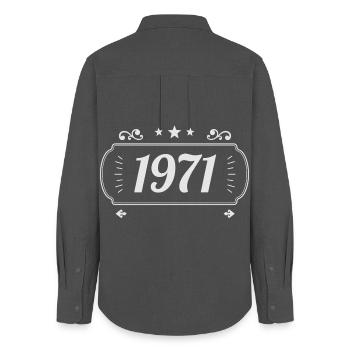 Vintage 1971 Retro Anniversary 1971 - Women's Oxford Shirt - anthracite - Back - AI Model Female 172 light (172cm)