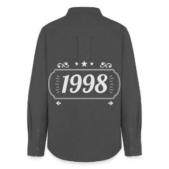 Vintage 1998 Retro-Jubiläum 1998 - Frauen Oxford Hemd - Anthrazit - Hinten - AI Model Female 172 light (172cm)