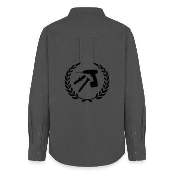 Tool logo for installer in laurel wreath - Women's Oxford Shirt - anthracite - Back - AI Model Female 172 light (172cm)