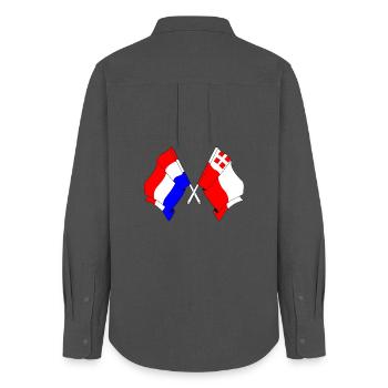 Drapeau des Pays-Bas, Utrecht croisé - Chemise Oxford Femme - charbon - Dos - AI Model Female 172 light (172cm)