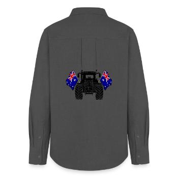 Traktor zwei Flaggen Australien - Frauen Oxford Hemd - Anthrazit - Hinten - AI Model Female 172 light (172cm)