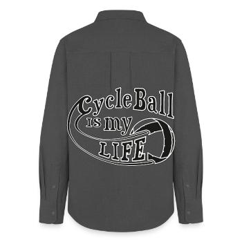 Radball | Cycle Ball is my Life - Frauen Oxford Hemd - Anthrazit - Hinten - AI Model Female 172 light (172cm)