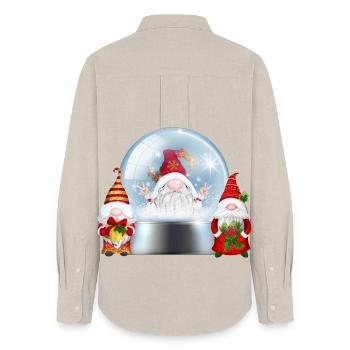 Boule à neige Santa Gnomes Cheer - Chemise Oxford Femme - beige - Dos - AI Model Female 172 light (172cm)