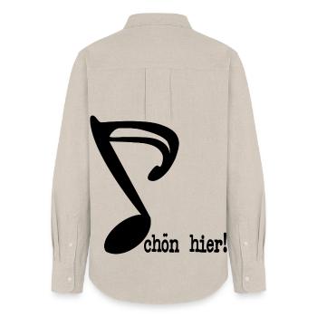 SCHÖN HIER SPRÜCHE MUSIKNOTE - Frauen Oxford Hemd - Beige - Hinten - AI Model Female 172 light (172cm)