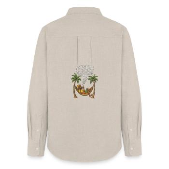 Pura Vida entspannte Rast in Hängematte - Frauen Oxford Hemd - Beige - Hinten - AI Model Female 172 light (172cm)