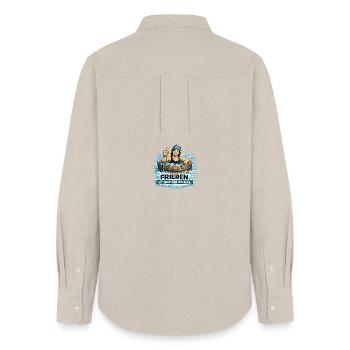 Le froid est juste une sensation – un bain de glace amusant - Chemise Oxford Femme - beige - Dos - AI Model Female 172 light (172cm)