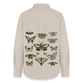 Papillons dessinés à la main vintage - Chemise Oxford Femme - beige - Dos - AI Model Female 172 light (172cm)
