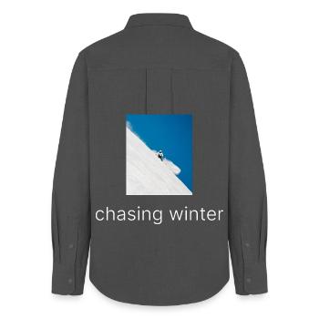 chasing winter - Frauen Oxford Hemd - Anthrazit - Hinten - AI Model Female 172 light (172cm)
