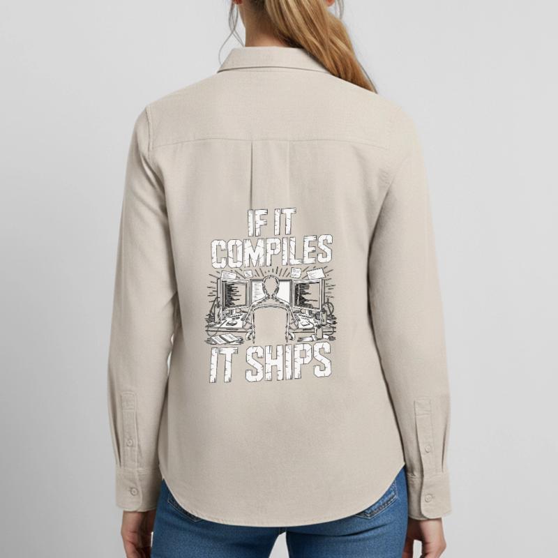 Game Developer If It Compiles It Gaming Programmer Women's Oxford Shirt