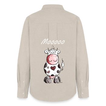 Mooo Kuh - Frauen Oxford Hemd - Beige - Hinten - AI Model Female 172 light (172cm)