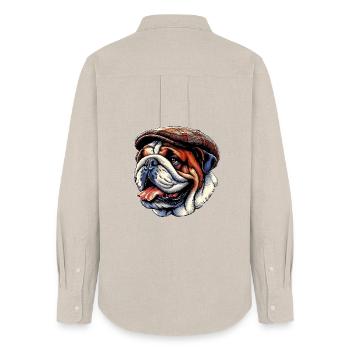 Bouledogue anglais Chien - Chemise Oxford Femme - beige - Dos - AI Model Female 172 light (172cm)
