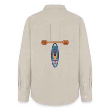 BUCHSTABE T - KAJAK - Frauen Oxford Hemd - Beige - Hinten - AI Model Female 172 light (172cm)