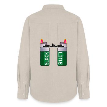 SLACKLINE CAT SMOKER LIGHTER - Women's Oxford Shirt - beige - Back - AI Model Female 172 light (172cm)