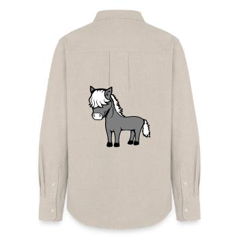 Horse Bob Hair Hairstyle Pony Foal Cute Comic - Women's Oxford Shirt - beige - Back - AI Model Female 172 light (172cm)