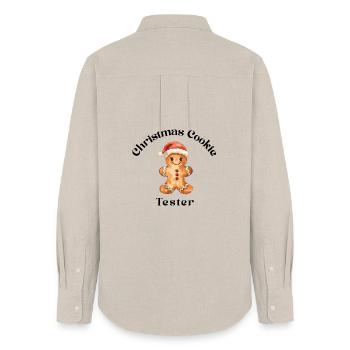 Christmas Cookie Tester – Gingerbread Style - Women's Oxford Shirt - beige - Back - AI Model Female 172 light (172cm)