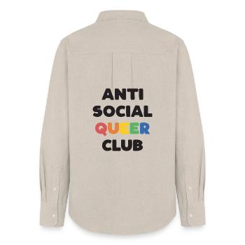 LGBTQ - Anti Social Queer Club - Women's Oxford Shirt - beige - Back - AI Model Female 172 light (172cm)