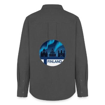 Finlande Aurora Skyline - Chemise Oxford Femme - charbon - Dos - AI Model Female 172 light (172cm)