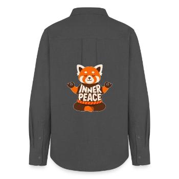 Roter Panda Yoga Inner Peace meditierend - Frauen Oxford Hemd - Anthrazit - Hinten - AI Model Female 172 light (172cm)