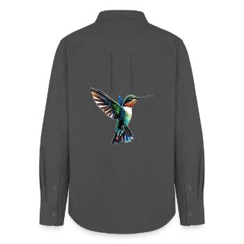 Hummingbird Hummingbird Bird Hummingbirds Cute Hummingbird - Women's Oxford Shirt - anthracite - Back - AI Model Female 172 light (172cm)
