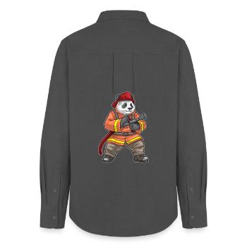 Panda Firefighter Fire Hose Fire Hose Fire Brigade - Women's Oxford Shirt - anthracite - Back - AI Model Female 172 light (172cm)