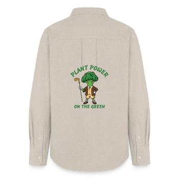 Plant Power on the Green – Golf Broccoli - Women's Oxford Shirt - beige - Back - AI Model Female 172 light (172cm)