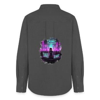 Cyberpunk_DJ_Party - Women's Oxford Shirt - anthracite - Back - AI Model Female 172 light (172cm)