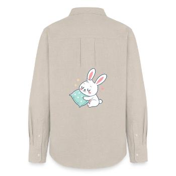 Lapin câlin et oreiller étoilé - Chemise Oxford Femme - beige - Dos - AI Model Female 172 light (172cm)