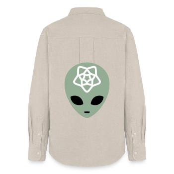 Geometric Alien Mindscape - Women's Oxford Shirt - beige - Back - AI Model Female 172 light (172cm)