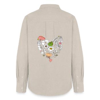 Cœur floral - Chemise Oxford Femme - beige - Dos - AI Model Female 172 light (172cm)