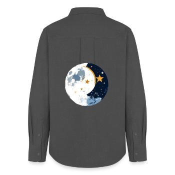 Mond und Sternenkreis Nachtmotiv Mondschein Motiv - Frauen Oxford Hemd - Anthrazit - Hinten - AI Model Female 172 light (172cm)