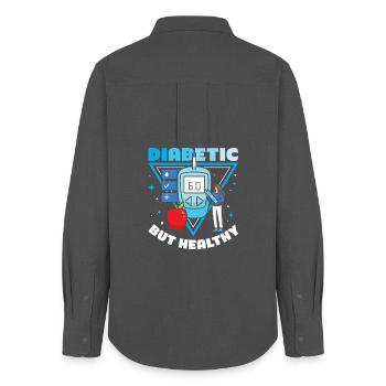 Diabetes type 1 diabetic - Women's Oxford Shirt - anthracite - Back - AI Model Female 172 light (172cm)