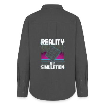 La réalité est une simulation - Chemise Oxford Femme - charbon - Dos - AI Model Female 172 light (172cm)