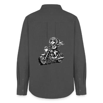 Affe auf Motorrad Schal - Frauen Oxford Hemd - Anthrazit - Hinten - AI Model Female 172 light (172cm)