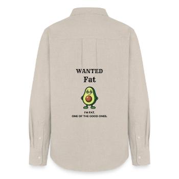 Funny Avocado Keto Shirt – Wanted Fat - Frauen Oxford Hemd - Beige - Hinten - AI Model Female 172 light (172cm)