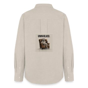 Minding My Business Funny Raccoon - Frauen Oxford Hemd - Beige - Hinten - AI Model Female 172 light (172cm)