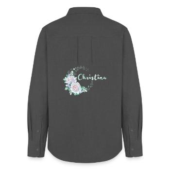 Für Christina - Frauen Oxford Hemd - Anthrazit - Hinten - AI Model Female 172 light (172cm)