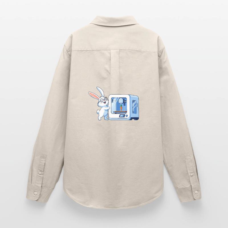 Funny Rabbit Nerd Programmer 3D Printer Women's Oxford Shirt