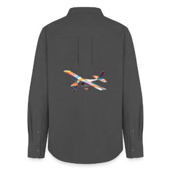 Motif d’avion arc-en-ciel RC - Chemise Oxford Femme - charbon - Dos - AI Model Female 172 light (172cm)