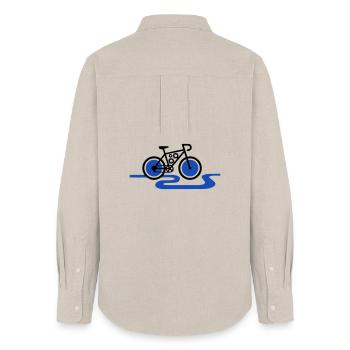 Modernes E-Bike Zahnrad Motor - Frauen Oxford Hemd - Beige - Hinten - AI Model Female 172 light (172cm)