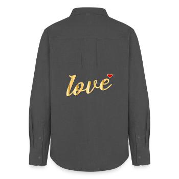 LOVE HEART MESSAGE - Women's Oxford Shirt - anthracite - Back - AI Model Female 172 light (172cm)