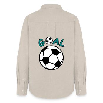 Football avec lettrage Goal - Chemise Oxford Femme - beige - Dos - AI Model Female 172 light (172cm)