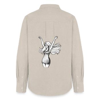 Dancing Woman Empowerment - Illustration - Women's Oxford Shirt - beige - Back - AI Model Female 172 light (172cm)
