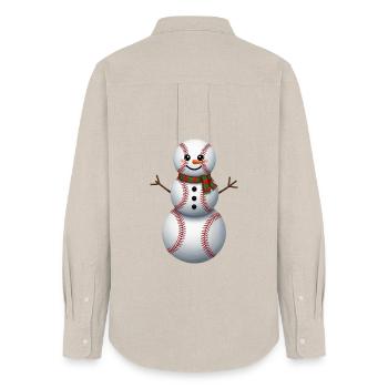 Cartoon Baseball Schneemann - Frauen Oxford Hemd - Beige - Hinten - AI Model Female 172 light (172cm)
