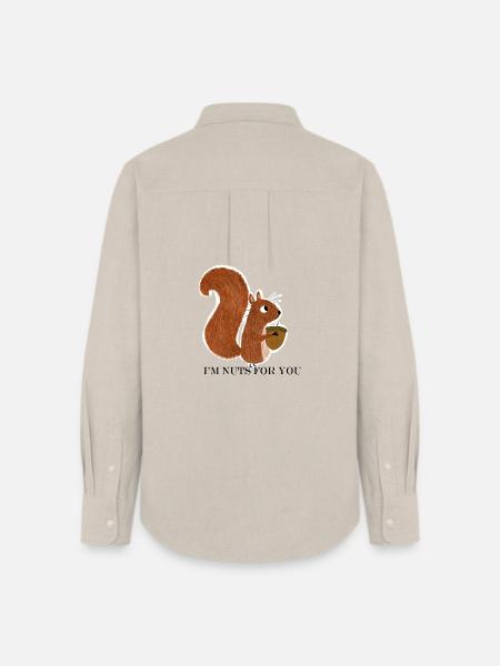Eichhörnchen mit Eichel - Frauen Oxford Hemd - Beige