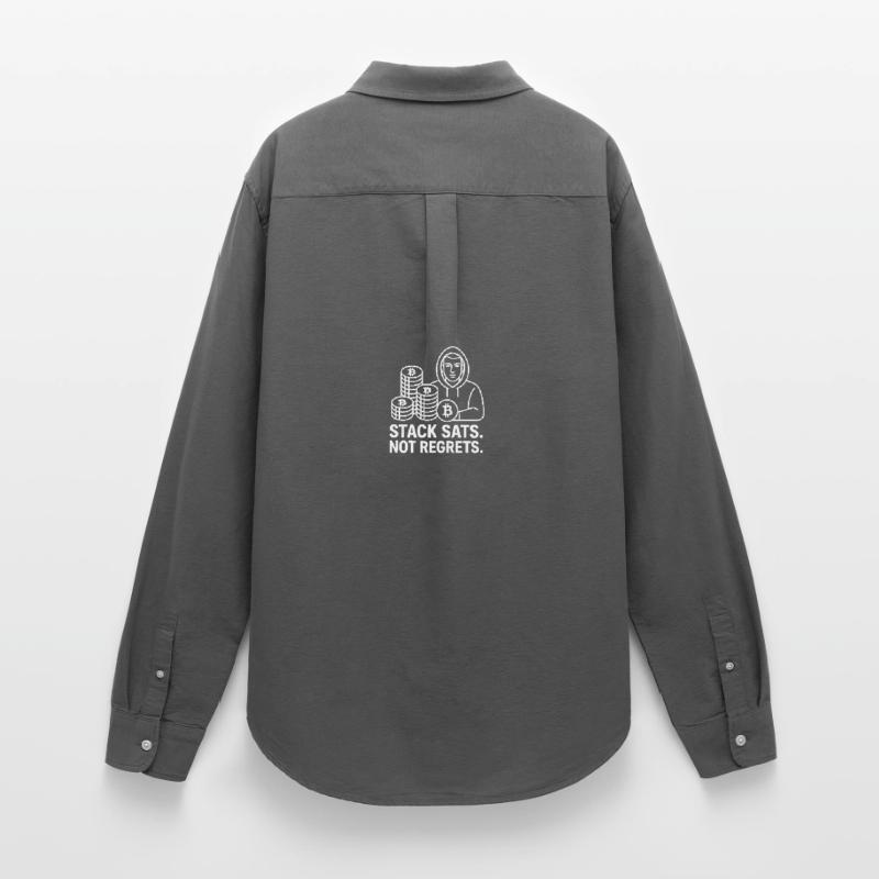 Conception de sweat à capuche Bitcoin – Stack Sats. Pas de regrets. Chemise Oxford Femme