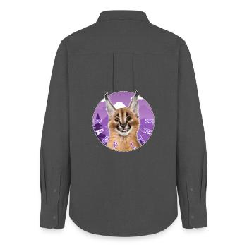 Chat Bébé Lynx - Chemise Oxford Femme - charbon - Dos - AI Model Female 172 light (172cm)
