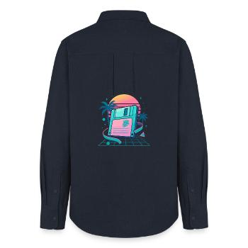 Retro Floppy Dream - Women's Oxford Shirt - navy - Back - AI Model Female 172 light (172cm)