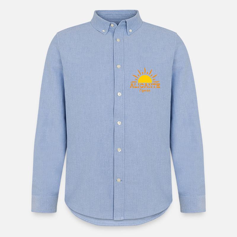Lebendiger Sunburst Alicante Spanien Design - Männer Oxford Hemd von Stanley/Stella - Carolina Blue