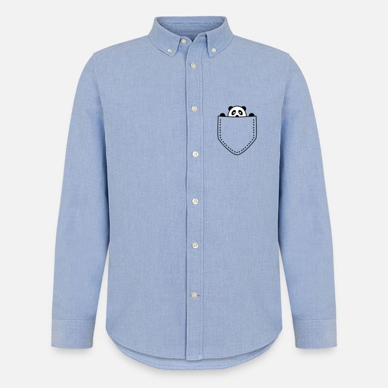 Panda in der Tasche - Männer Oxford Hemd von Stanley/Stella - Carolina Blue