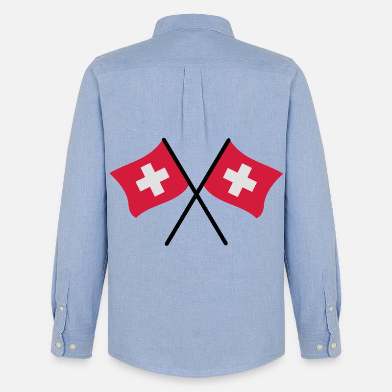Schweizer Flaggen - Männer Oxford Hemd von Stanley/Stella - Carolina Blue